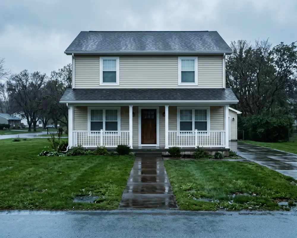 A washed house exterior in Cleveland, siding and walkway both back to their original colour